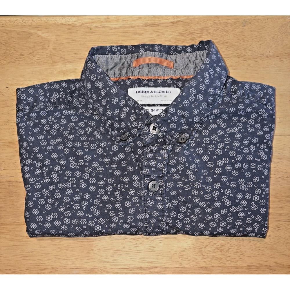 Denim & Flower Slim Fit Button Down - 100% Cotton - Men's S